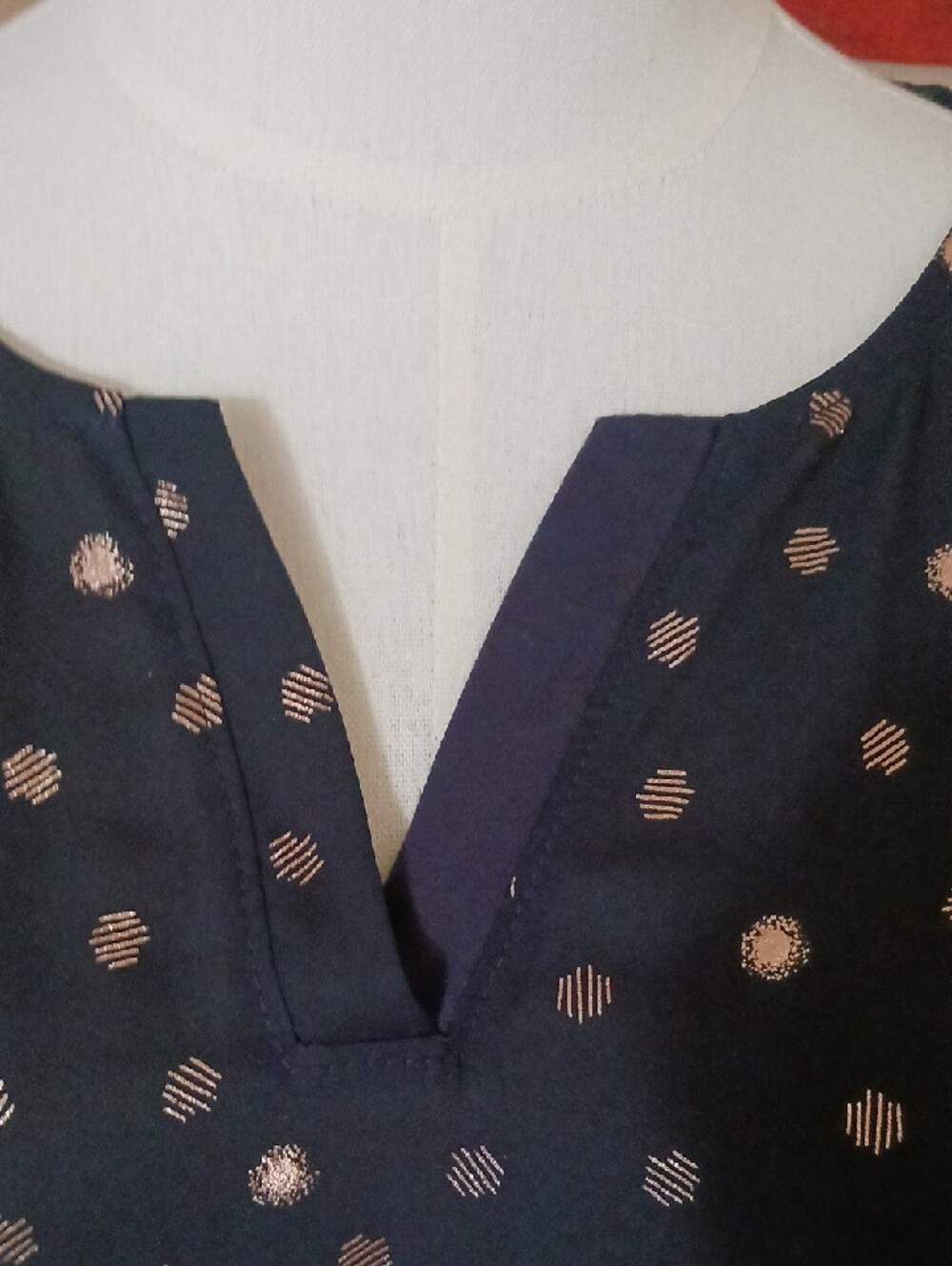Papermoon Black Short-Sleeve Split-Neck Top with Metallic Dots - Picture 4 of 11